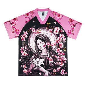 Vintage Gothic American Football Jersey Pink & Black Graphic Oversized <b>Top</b> <b>Y2K</b> Aesthetic Streetwear Mesh Shirt Wholesale - Product Image 1