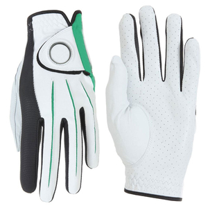 Guantes de golf con dedos completos, blancos, negros, verdes, de cuero genuino, antideslizantes, transpirables, unisex, para mano derecha, con cierre de gancho y bucle - Product Image 1