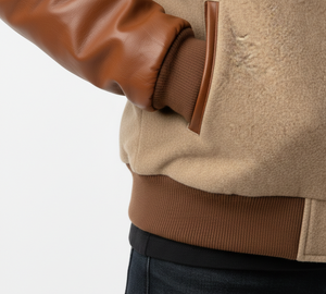 Vestes universitaires unisexes en cuir et laine, fabriquées en usine, services OEM, coupe classique, style streetwear, chaudes pour l'hiver, avec lettres brodées, pour hommes et femmes. - Product Image 4