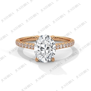 Bague solitaire en moissanite ovale certifiée pour femme, options argent, or, or rose, livraison gratuite, bijoux élégants et raffinés - Product Image 3