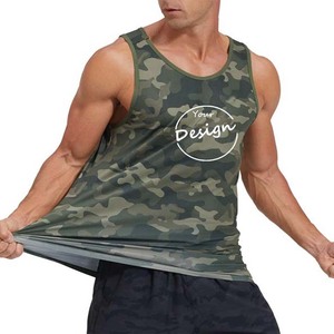 Camiseta sin mangas de camuflaje para hombre, cuello redondo, de secado rápido, tejida, deportiva, informal, para fitness y entrenamiento. - Product Image 5