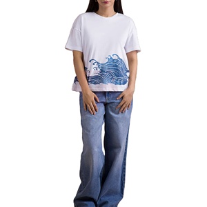 Camiseta Holgada de Algodón Transpirable para Mujer, Tejido Suave, Estilo Casual de Verano, Ropa Urbana Cómoda para Uso Diario - Product Image 1