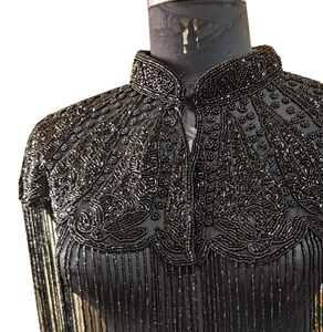 Làm bằng tay màu đen vẻ đẹp buổi tối mặc thanh lịch cộng với kích thước thiết kế với nặng beading cho mùa đông phổ biến bán buôn ở mức giá - Product Image 2