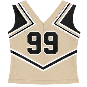 Haut d'uniforme de cheerleading beige sans manches, col en V, pour femmes et filles, idéal pour les équipes de danse et les compétitions - Product Image 2