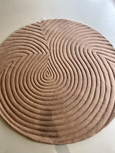 Alfombra de Lana Hecha a Mano, Antimanchas y Antidesgarros, Diseño Redondo Moderno, Pelo Alto y Grueso, Patrón Abstracto, Base de Látex para Uso Doméstico - Product Image 3
