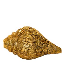 Sculpture traditionnelle Shankh en laiton avec support pour décoration de table, idées cadeaux pour la maison, prix de gros, sculptures indiennes - Product Image 2
