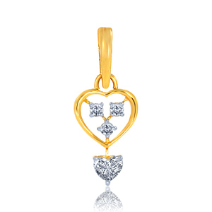 Colgante de Corazón de Diamantes en Oro Amarillo, Diamantes Cultivados en Laboratorio, Estilo Romántico, para Uso Diario de Mujeres - Product Image 1