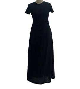 Robe midi en crêpe pour femme, style streetwear, avec taille empire sur un côté, motif uni, antistatique, pour la marche et les voyages en été - Product Image 2