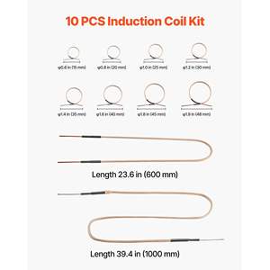 ชุดขดลวดทำความร้อนแม่เหล็กขนาดเล็ก 10 ชิ้น อายุการใช้งานยาวนาน อุปกรณ์เสริมเพื่อความยืดหยุ่น ขจัดสนิมจากสลักเกลียวและน็อต 8 ขดลวด + 1 - Product Image 2