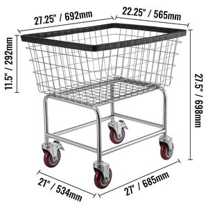Carrello per lavanderia commerciale in filo metallico da 2.8 Bushel con ruote, dimensioni 26.7 X 21.7 X 26.4 FT, 21.7 X 26.4 X 26.7 FT, 26.7 X 21.7 X 26.4 - Product Image 1