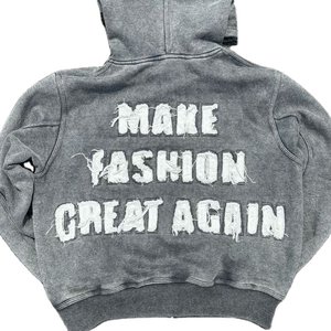 Sweat à capuche tricoté pour homme, style streetwear, avec détails déchirés, pour un look tendance et confortable - Product Image 1