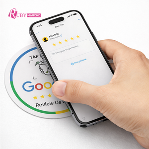 Tarjeta Redonda de PVC con Código QR para Reseñas de Google, Adhesiva, para Comentarios de Negocios - Product Image 1