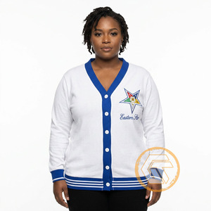 Commande Personnalisée – Pull Décontracté d'Hiver pour Femme, Col en V Uni, Logo Brodé en Acrylique Étoile d'Orient, Haute Qualité, Respirant, Style Grec - Product Image 1