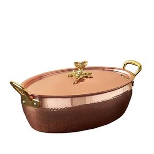 Plat en cuivre moderne personnalisé avec couvercle plat d'ustensiles de cuisine faits à la main beau chauffe-plats - Product Image 1