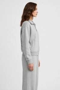 Women's Grey <b>2</b> <b>Piece</b> Casual <b>Set</b> Zip Up Turn Down Collar Sweatshirt <b>and</b> Long Pants - Product Image 2