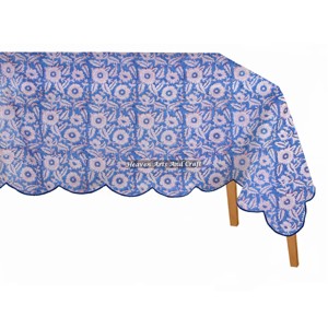 Mantel Rectangular de Algodón con Estampado a Mano, Mantel Decorativo de Lujo con Borde Festoneado para Bodas, Venta al Por Mayor - Product Image 5