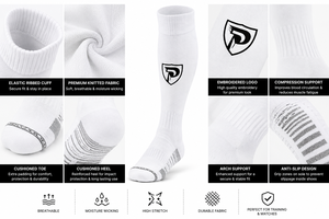 Chaussettes de football antidérapantes rouges pour hommes DUMELA INTERNATIONAL - Spandex/Nylon tricoté, imprimé par transfert thermique, respirantes, séchage rapide - Product Image 2