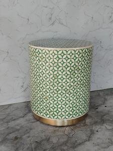 Table d'appoint ronde moderne en os incrusté, faite à la main, écologique, motif géométrique œil, décoration de baptême et de maison - Product Image 3