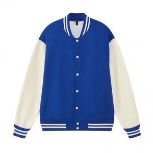 Chaqueta de invierno de primera calidad, estilo béisbol, deportiva, universitaria, con letras, cuerpo de lana y mangas de cuero para hombre. - Product Image 6