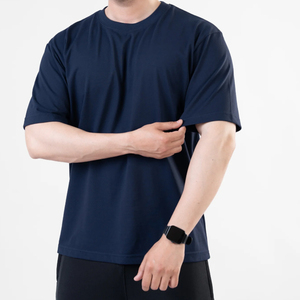 T-shirts pour hommes 100 % coton, coupe ample, épaules tombantes, manches courtes, formels, avec motif, devant en tissu peigné - Product Image 5