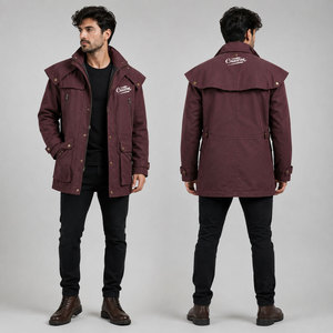 Manteau long en toile cirée australienne imperméable pour homme, accessoires de mode, vêtements d'équitation, vente en gros - Product Image 3