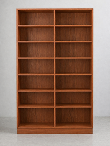 Librero de Madera de Teca Sólida de Lujo, Diseño de Doble Columna Abierta, con 14 Compartimentos, Mueble Grande para Biblioteca - Product Image 2