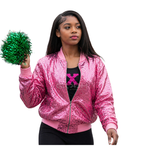 Cosh International Sisterhood Sorority Breathable Pink Sequence Glitter Bomber <b>Jacket</b> Stylish Long Sleeves Eco Friendly <b>Jacket</b> - Product Image 1
