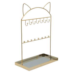 Soporte de joyería de metal con acabado dorado y diseño de cara de gato, soporte de joyería de metal de lujo multiusos de alta calidad, precio por mayor - Product Image 4