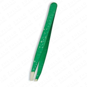 Ensemble de pinces à sourcils en acier inoxydable de qualité supérieure, revêtement vert poudré, pointe inclinée, étiquette privée personnalisée, outil de toilettage des sourcils OEM - Product Image 2