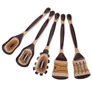 Contemporary 7-Piece Bamboo Cooking Utensil Collection Professional Wooden Slotted Spatula and Pasta Server <b>Set</b> - Product Image 1