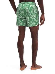 Shorts de Playa para Hombre con Estampado Paisley Verde, Cintura Media, Cordón Ajustable, Secado Rápido, Tejido de Poliéster, con Bolsillos - Product Image 3