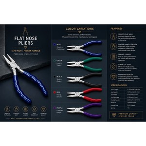 Flat <b>Nose</b> Pliers 5.75 Inch Finger Handle Jewelry Making Wire Bending Tool ZetomedPro - Product Image 4