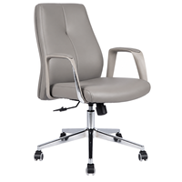 Chaise de bureau exécutive ergonomique moderne en cuir PU avec base chromée, hauteur réglable, roulettes pivotantes pour l'école et l'hôtel