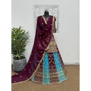 Beautiful Chiffon <b>Top</b> with Embroidery & <b>Sequins</b> Work Including Plazzo & Dupatta - Product Image 3