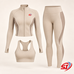 Women Charcoal Print Front Logo Contrast Yoga Set Full Zip Training <b>Top</b> <b>and</b> Compression High Waist <b>Leggings</b> - Product Image 4