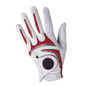 White Cabretta Leather Luxury Right Hand Golf Gloves Button Adjustable Wrist <b>Strap</b> Hand Grips Breathable Sports Outdoor - Product Image 4