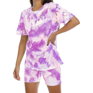 Conjuntos de Ropa de Verano para Mujer de Alta Calidad, Camisetas de Poliéster con Cuello en V y Estampado Láser, Pantalones Cortos a Juego, Conjuntos Casuales de 2 Piezas - Product Image 4
