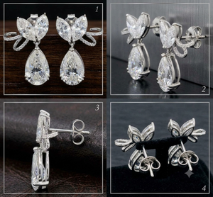 Pendientes de Lujo para Mujer Shivay Star Diamond, con Piedras Laterales de Fantasía Cultivadas en Laboratorio, Pureza 999, Corte Pera, Chapados en Rodio y Oro, 7-8g, para Aniversario - Product Image 3