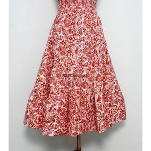 Robe longue en coton indien à col halter, imprimé floral, épaules dénudées, style bohème, décontractée, pour soirée, été, respirante, vente en gros fabricant - Product Image 4