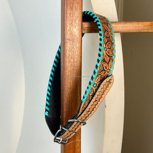 Hot Selling Floral Pattern Hand Tooled Genuine Leather Pet Collar Adjustable Comfortable Soft Dog Collar Sustainable <b>Outdoor</b> Use - Product Image 5