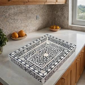 Plateau Feng Shui de Luxe Fait Main Écologique avec Incrustations en Os – Design Décoratif Élégant, Qualité Supérieure pour la Maison et la Cuisine (Idéal pour Servir) - Product Image 4