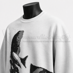 Pull en maille jacquard surdimensionné pour homme, motif abstrait, col rond, streetwear, tricot d'hiver, vente en gros - Product Image 6