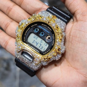 Reloj Digital de Cuarzo con Incrustaciones de Moissanita, Caja Redonda de 42 mm en Tono Dorado, Correa de Acero Inoxidable, Resistente al Agua, Caja de Regalo - Product Image 2