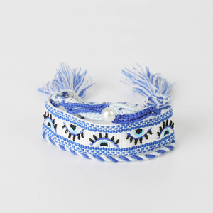 Pulseras de Joyería de Moda, Brazaletes de Tela Bordada, Pulsera Tejida con Ojo Azul contra el Mal de Ojo, Joyería para Mujer - Product Image 5