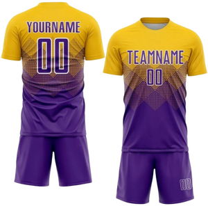 Ensemble de maillots de football personnalisés sublimés, imprimé géométrique jaune, manches courtes, uniforme de football unisexe pour adultes, numéros d'équipe 00 - Product Image 3