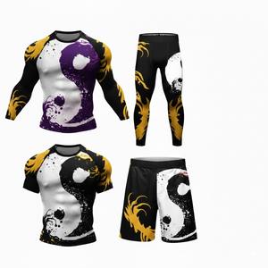 Ensemble de vêtements de combat MMA avec manches longues antibactériennes et leggings imprimés numériquement - Product Image 4