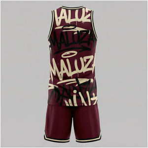 Uniforme de Baloncesto MALUZA Streetwear, Conjunto de Jersey y Pantalones Cortos con Diseño de Grafiti Personalizado, Malla Transpirable de Alta Calidad, Tallas Grandes - Product Image 3