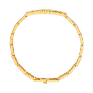 Bracelet en diamant architectural avec cadre à maillons géométriques en or jaune et design linéaire moderne - Product Image 2