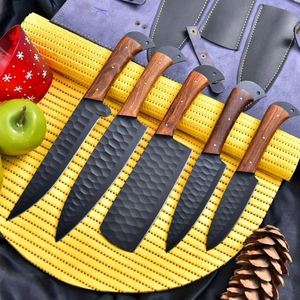 Coffret de couteaux de cuisine LEGACY BLADES en acier à haute teneur en carbone, finition noire premium, manche en bois pleine longueur, logo personnalisé, fournisseur OEM - Product Image 1