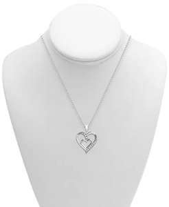 Diamante doppio cuore 18 "collana pendente (1/10 ct. T. w.) in argento Sterling | Macacy's - Product Image 2